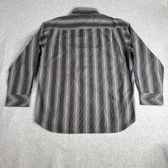 Tommy Bahama Embroidered Floral Silk Blend Long Sleeve Shirt Mens Large Gray EUC - Picture 3 of 9